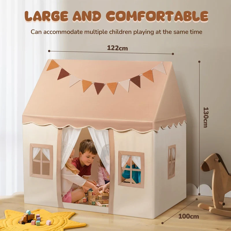Snookids® Kinderzelt Spielhaus Indoor – mit Matte & Lichtern