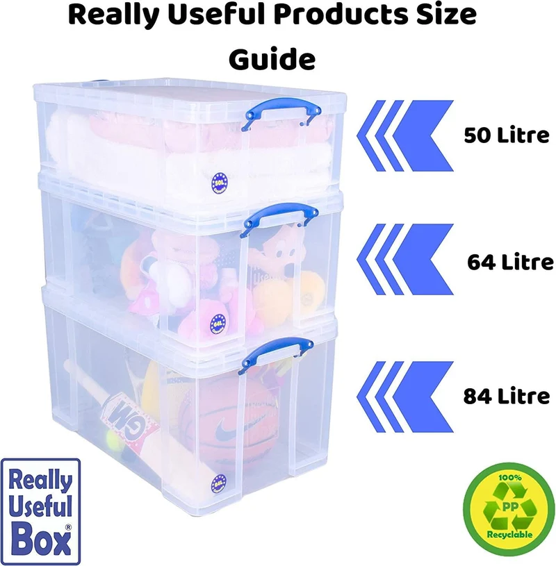 Really Useful Box 64L Aufbewahrungsbox transparent 2er-Pack