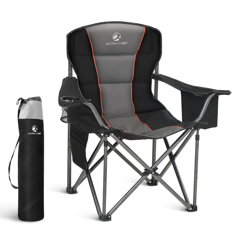 LET'S CAMP Campingstuhl Klappbar – Übergross, bis 200kg, Kühltasche