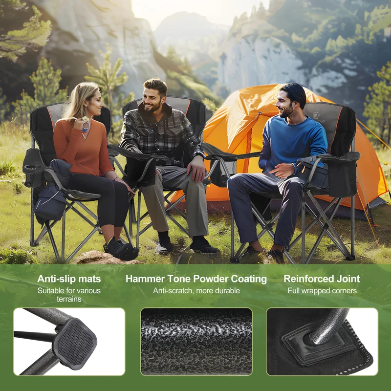 LET'S CAMP Campingstuhl Klappbar – Übergross, bis 200kg, Kühltasche