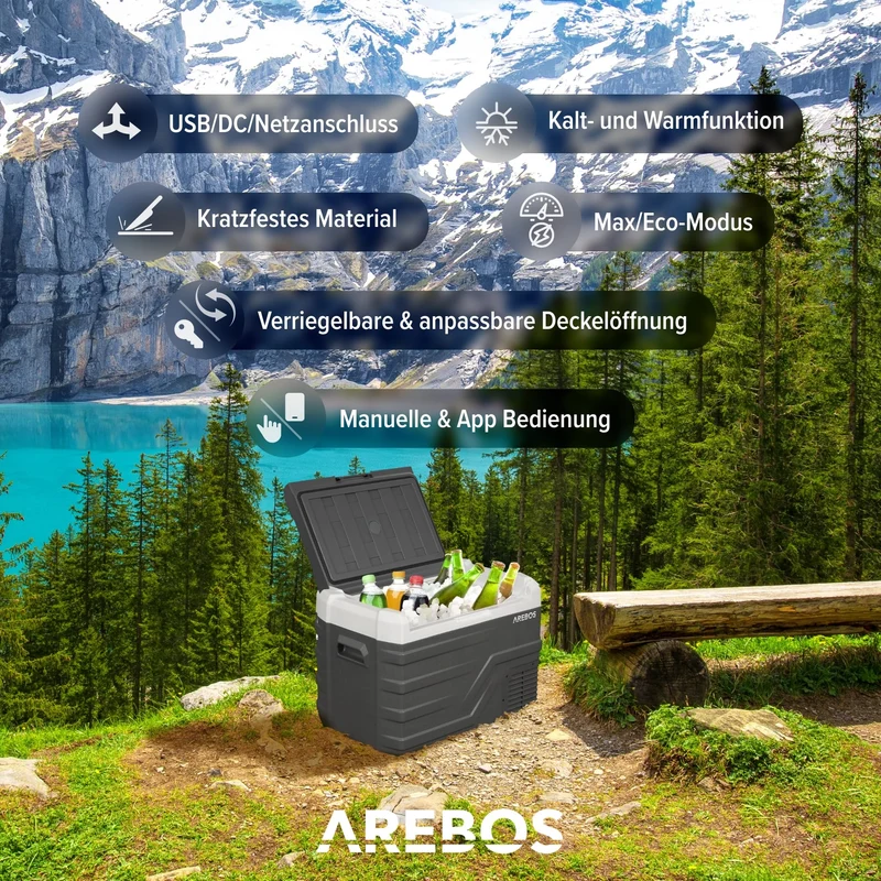 Arebos Kompressor Kühlbox elektrische Gefrierbox - 35 Liter