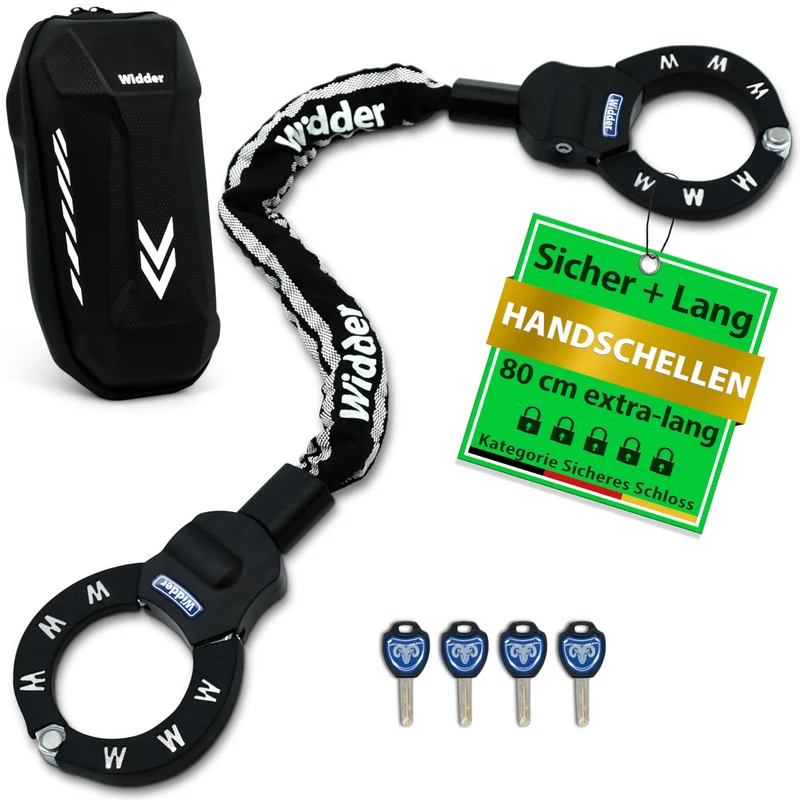 WIDDER Sicheres Handschellenschloss E-Scooter & Fahrrad 80cm 8mm Stahl