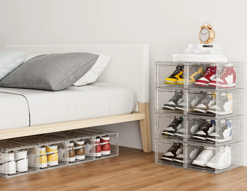 HOMIDEC Schuhboxen Stapelbar – 12er Set Transparent für Grösse 46
