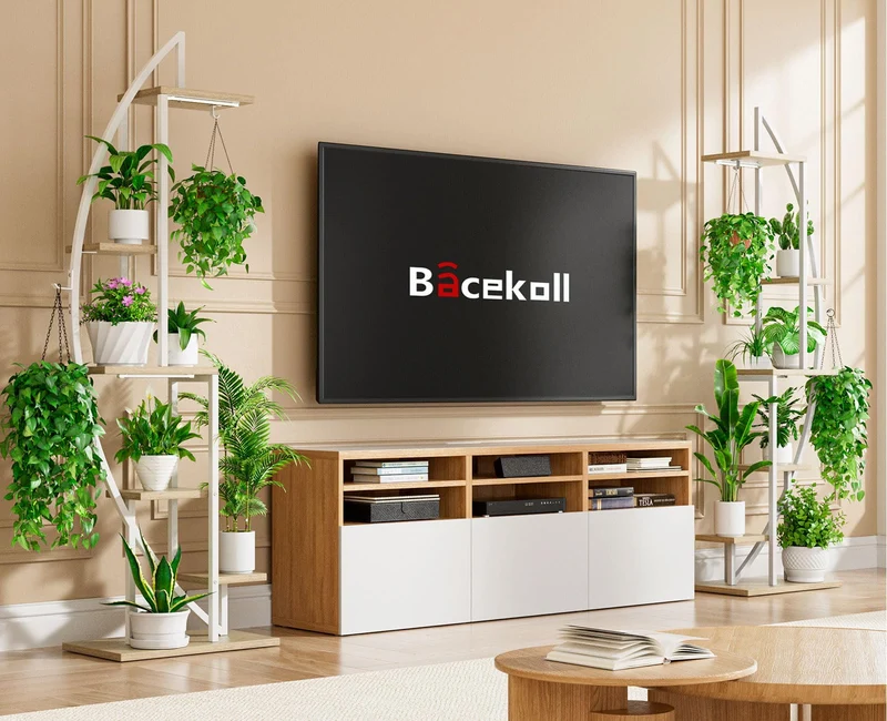 BACEKOLL Pflanzenregal mit Wachstumslichtern, 6 Ebenen, halbmond
